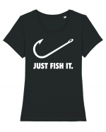 Just Fish It. Tricou mânecă scurtă guler larg fitted Damă Expresser
