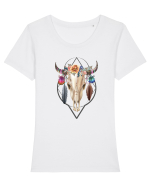 Craniu cu Pene Colorat Tricou mânecă scurtă guler larg fitted Damă Expresser