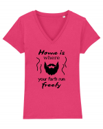 Home is Where Your Farts Run Freely Tricou mânecă scurtă guler V Damă Evoker