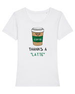 Thanks a LATTE Tricou mânecă scurtă guler larg fitted Damă Expresser