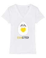 EGGcited Tricou mânecă scurtă guler V Damă Evoker