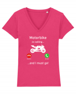 Motorbike Is Calling Tricou mânecă scurtă guler V Damă Evoker