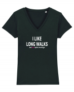 I Like Long Walks Tricou mânecă scurtă guler V Damă Evoker