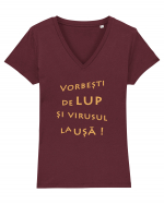 Vorbești de lup... Tricou mânecă scurtă guler V Damă Evoker