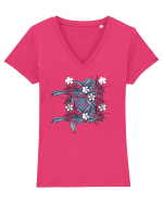 Floral feelings  Tricou mânecă scurtă guler V Damă Evoker