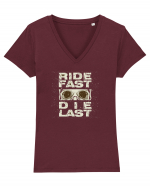 Ride Fast Die Last Tricou mânecă scurtă guler V Damă Evoker