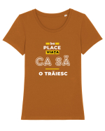Imi place viata  Tricou mânecă scurtă guler larg fitted Damă Expresser