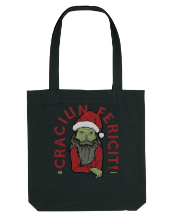 Craciun Fericit Ugly Green Santa Skull Black