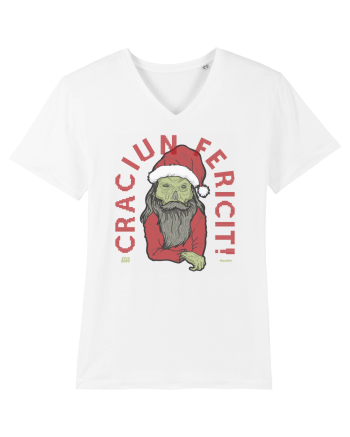 Craciun Fericit Ugly Green Santa Skull White