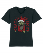 Craciun Fericit Ugly Green Santa Skull Tricou mânecă scurtă guler V Bărbat Presenter