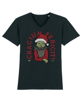 Craciun Fericit Ugly Green Santa Skull Black