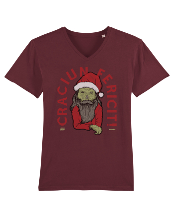 Craciun Fericit Ugly Green Santa Skull Burgundy