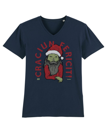 Craciun Fericit Ugly Green Santa Skull French Navy