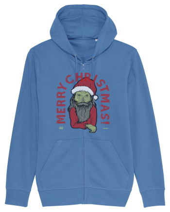 Ugly Santa Green Skull Merry Christmas Bright Blue