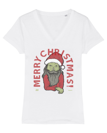 Ugly Santa Green Skull Merry Christmas White