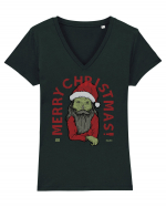 Ugly Santa Green Skull Merry Christmas Tricou mânecă scurtă guler V Damă Evoker