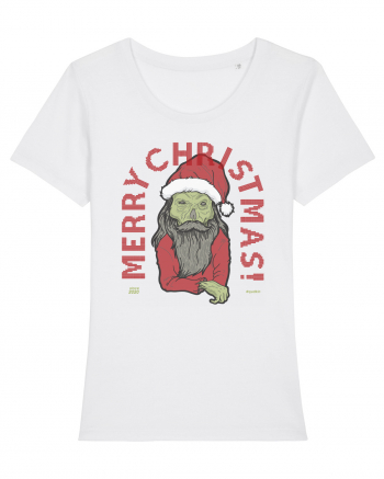 Ugly Santa Green Skull Merry Christmas White