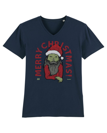 Ugly Santa Green Skull Merry Christmas French Navy