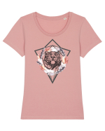 Tigru cu Pene Tricou mânecă scurtă guler larg fitted Damă Expresser
