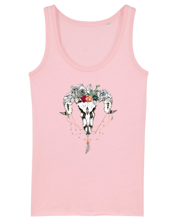 Craniu cu Trandafiri și Pene Cotton Pink