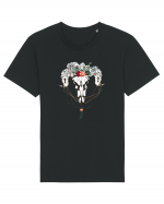 Craniu cu Trandafiri și Pene Tricou mânecă scurtă Unisex Rocker