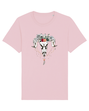 Craniu cu Trandafiri și Pene Cotton Pink