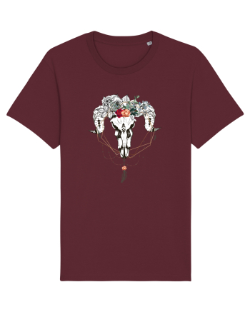 Craniu cu Trandafiri și Pene Burgundy