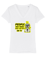 on TV Tricou mânecă scurtă guler V Damă Evoker