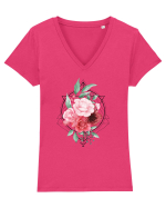 Floral Trandafiri Tricou mânecă scurtă guler V Damă Evoker