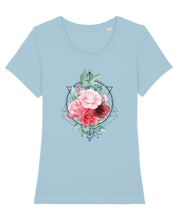 Floral Trandafiri Sky Blue