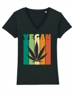 Vegan Weed Vintage Colors Tricou mânecă scurtă guler V Damă Evoker