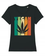 Vegan Weed Vintage Colors Tricou mânecă scurtă guler larg fitted Damă Expresser