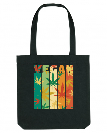 Vegan Vintage Weed Leaves Black