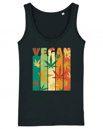 Vegan Vintage Weed Leaves Black