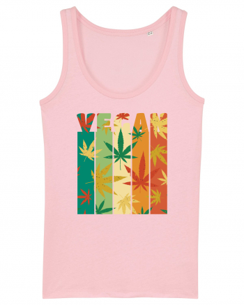 Vegan Vintage Weed Leaves Cotton Pink