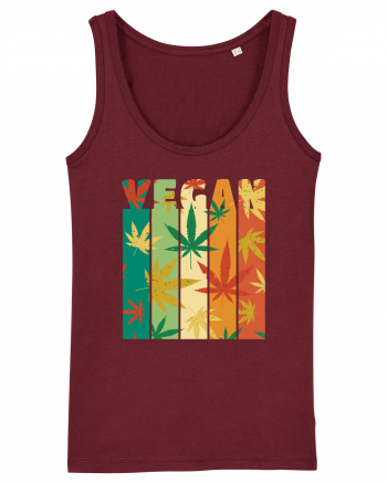 Vegan Vintage Weed Leaves Burgundy