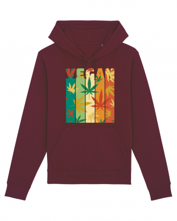 Vegan Vintage Weed Leaves Burgundy