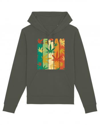 Vegan Vintage Weed Leaves Khaki