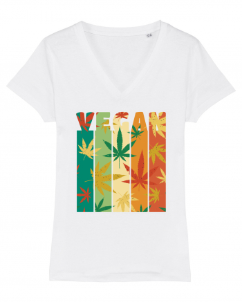 Vegan Vintage Weed Leaves White