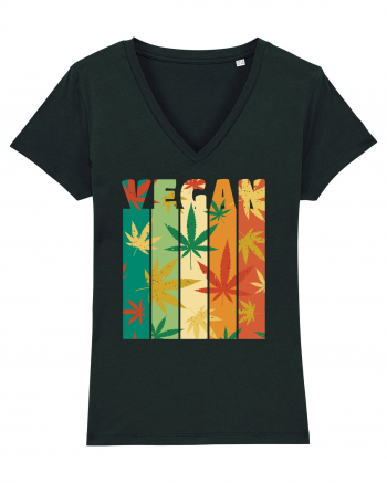 Vegan Vintage Weed Leaves Black