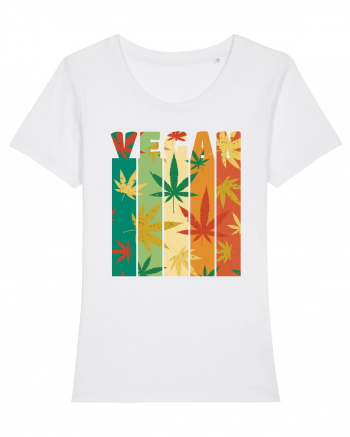 Vegan Vintage Weed Leaves White