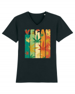 Vegan Vintage Weed Leaves Tricou mânecă scurtă guler V Bărbat Presenter