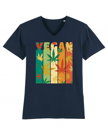 Vegan Vintage Weed Leaves French Navy