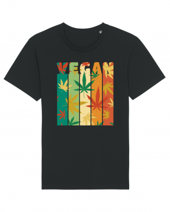 Vegan Vintage Weed Leaves Black