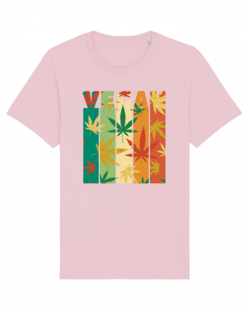 Vegan Vintage Weed Leaves Cotton Pink