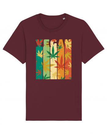 Vegan Vintage Weed Leaves Burgundy