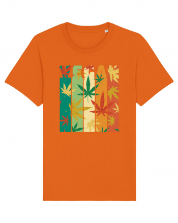 Vegan Vintage Weed Leaves Bright Orange