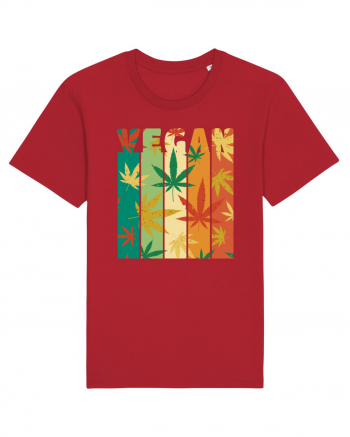 Vegan Vintage Weed Leaves Red