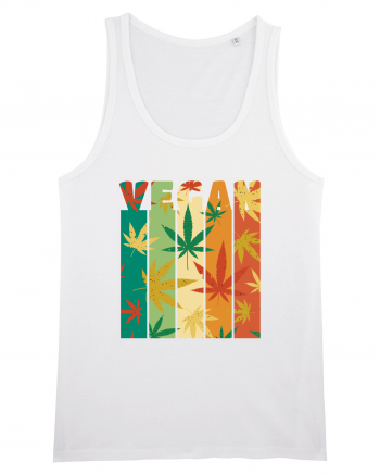 Vegan Vintage Weed Leaves White