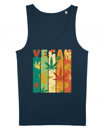 Vegan Vintage Weed Leaves Navy